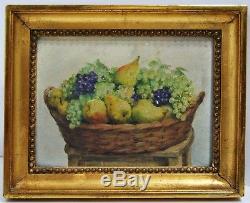 Hsp Nature Dead Fruit Basket Nineteenth Frame 16x20cm Pears & Grapes