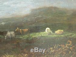 Hsp Painting Framed And Signed Guardian, Herd Of Cowseugène Goethals, XIX