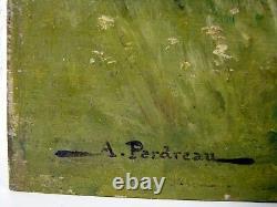 Hsp XIX Eme Ecole De Barbizon Landscape Bergere Poules Burgundy Signed A Perdreau