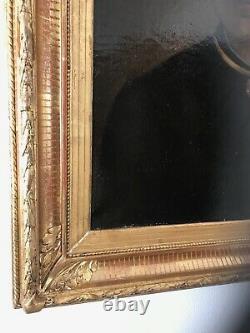 Hst Oil On Canvas Portrait Of Woman With Jewels Frame Gilded Wood 19th Century