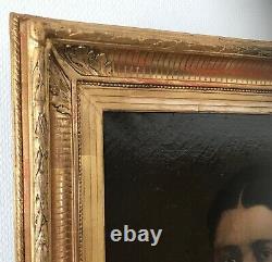 Hst Oil On Canvas Portrait Of Woman With Jewels Frame Gilded Wood 19th Century