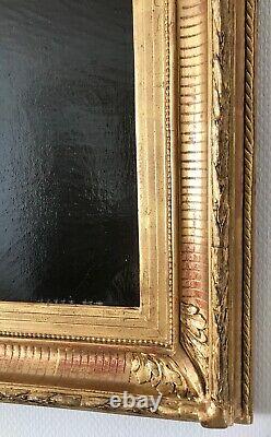 Hst Oil On Canvas Portrait Of Woman With Jewels Frame Gilded Wood 19th Century