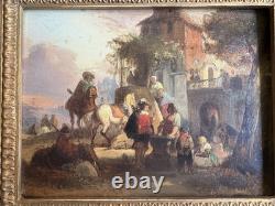 Hst Scene of Horsemen Blacksmith Taste of the 17th Century