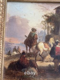 Hst Scene of Horsemen Blacksmith Taste of the 17th Century