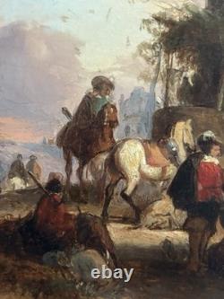 Hst Scene of Horsemen Blacksmith Taste of the 17th Century