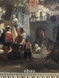 Hst Scene of Horsemen Blacksmith Taste of the 17th Century