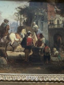 Hst Scene of Horsemen Blacksmith Taste of the 17th Century