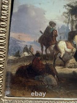 Hst Scene of Horsemen Blacksmith Taste of the 17th Century