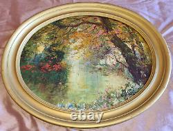 ITALO GIORDANI (1882-1956) Oil painting on wood panel pond in autumn