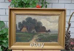 Impressionism - Farmhouses on the Baltic Oil on Wood - around 1900