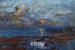 Impressionism Table Signed Sunset Montparnasse Frame Quality