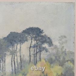 Impressionist Landscape with Trees, Hubert Bergère, Oil Painting on Wood