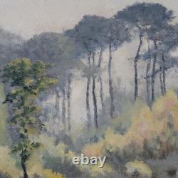 Impressionist Landscape with Trees, Hubert Bergère, Oil Painting on Wood
