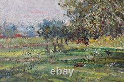 Impressionist Painting Hsp Country View With Peacock Victor De Haen 1866-1934