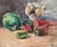 Impressionist Still Life Oil Painting Fruits, Vegetables, Flowers Signed