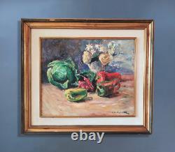 Impressionist Still Life Oil Painting Fruits, Vegetables, Flowers Signed