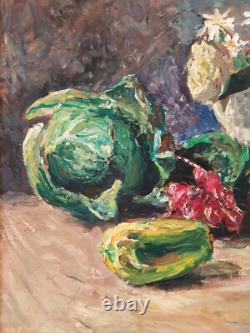 Impressionist Still Life Oil Painting Fruits, Vegetables, Flowers Signed