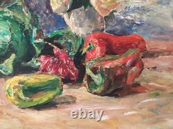 Impressionist Still Life Oil Painting Fruits, Vegetables, Flowers Signed