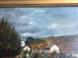 Impressionist painting of Houses by the River unsigned