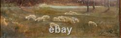 Impressionist painting, oil on wood, pastoral scene Barbizon School