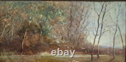 Impressionist painting, oil on wood, pastoral scene Barbizon School