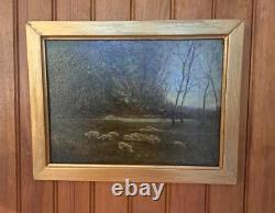 Impressionist painting, oil on wood, pastoral scene Barbizon School