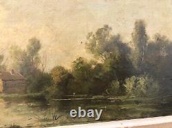 Interesting Oil on Wood from the 19th Century Barbizon Landscape Signed by Bertin