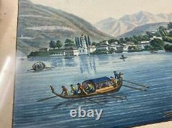Italian Gouache - Lake Como - Italy - Lombardy - Painting - Frame - Ancient