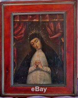 Italian School 17 ° / Portrait Religious Woman / Oil On Wood