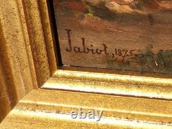 JABIOT. 1875. Animated Landscape Under Wood Oil Painting on Wood Panel