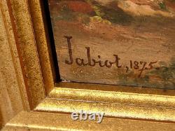 JABIOT. 1875. Animated Landscape Under Wood Oil Painting on Wood Panel