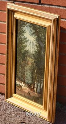 JABIOT. 1875. Animated Landscape Under Wood Oil Painting on Wood Panel