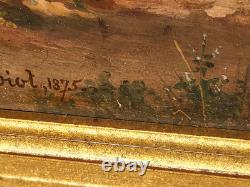 JABIOT. 1875. Animated Landscape Under Wood Oil Painting on Wood Panel