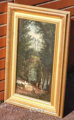 JABIOT. 1875. Animated Landscape Under Wood Oil Painting on Wood Panel