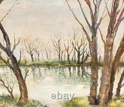 JOSÉ PUJOLAR On the Edge of the Pond Oil Painting on Wooden Panel