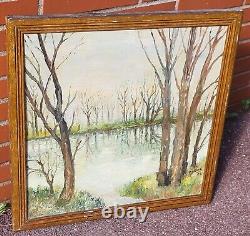 JOSÉ PUJOLAR On the Edge of the Pond Oil Painting on Wooden Panel