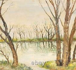 JOSÉ PUJOLAR On the Edge of the Pond Oil Painting on Wooden Panel