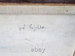 JOSÉ PUJOLAR On the Edge of the Pond Oil Painting on Wooden Panel