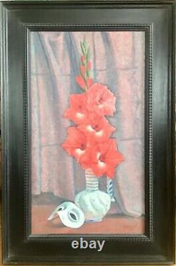 Jacques Markiel Dead Nature Painting Flower Bouquet 1977 Original Open