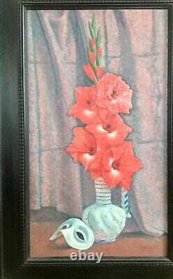 Jacques Markiel Dead Nature Painting Flower Bouquet 1977 Original Open