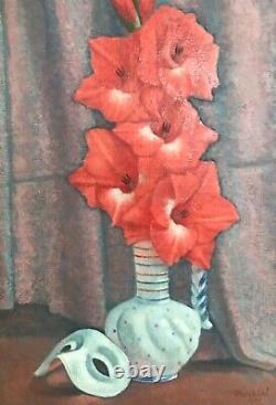 Jacques Markiel Dead Nature Painting Flower Bouquet 1977 Original Open