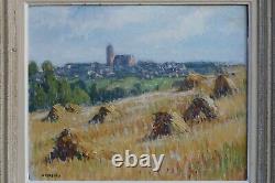 Jean FERRIEU (1900-1987) Landscape of Aveyron, View of Rodez, Haystacks