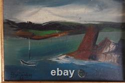 Jean Jacques Philippon (1920) oil painting with marine landscape decor signed and dated