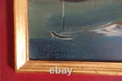 Jean Jacques Philippon (1920) oil painting with marine landscape decor signed and dated
