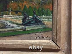 Jean-marie Boulan (1878 1962) Jardin De Versailles, Oil On Wood, 1912, Signed