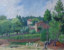 Jehan Berjonneau 1890-1972. Grand Landscape Dardèche A Ucel, The Mas De The Artist
