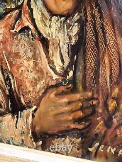 Jenabre = Ramon Jou Senabre Young Man Oil Painting on Wood Panel