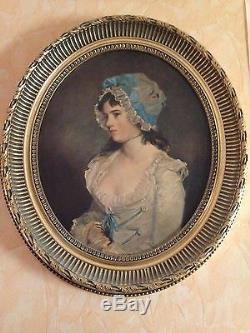 John Hoppner Wood Paint Portrait Of Mrs Williams Oval Frame Gold