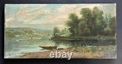 Joseph MILLION Landscape with a Boat Oil on Panel Signed