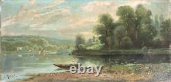Joseph MILLION Landscape with a Boat Oil on Panel Signed